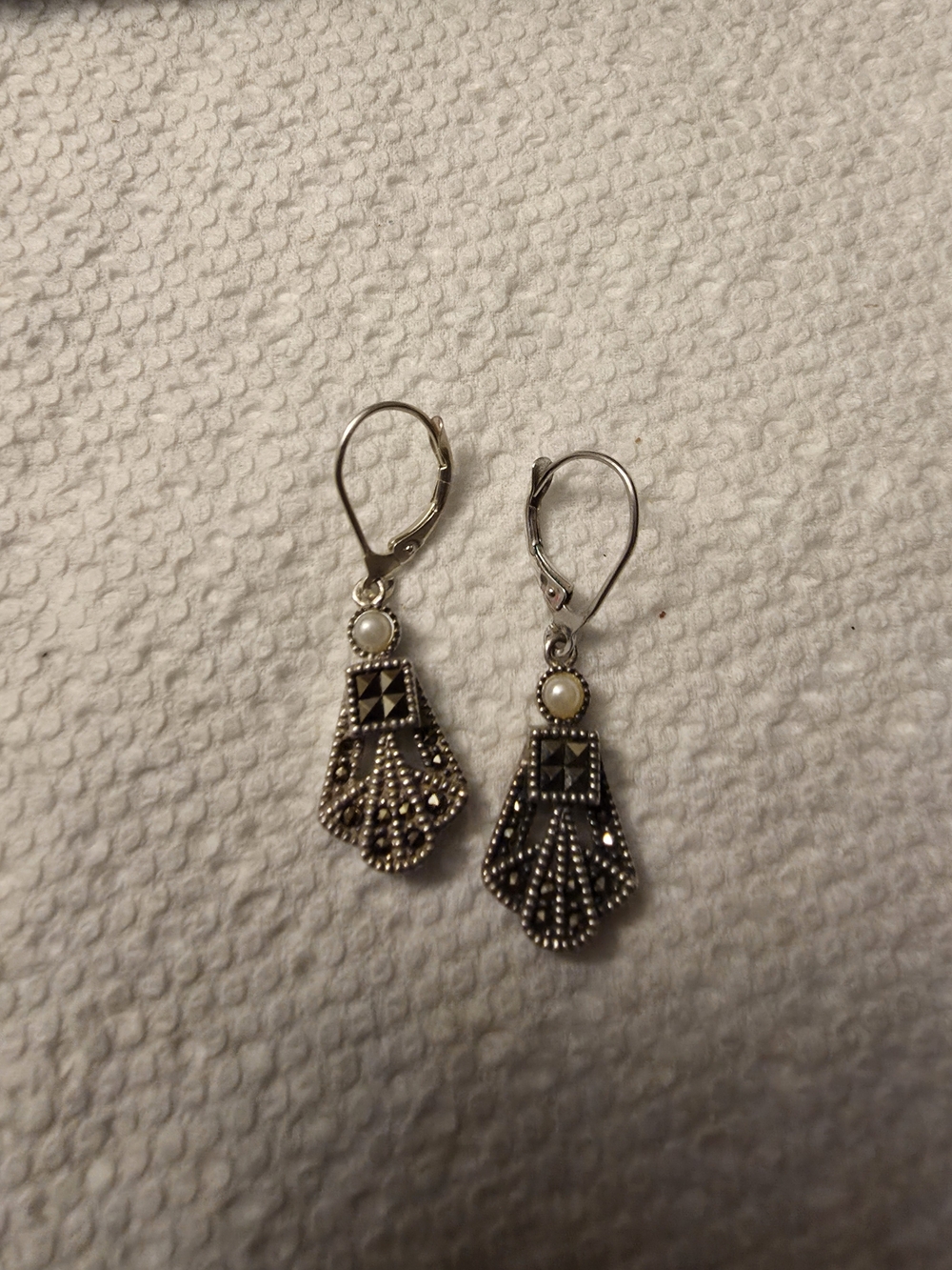 Judith Jack Silver Marcasite Tassel Pendant Necklace with Teardrop Dangles - Picture 2 of 2